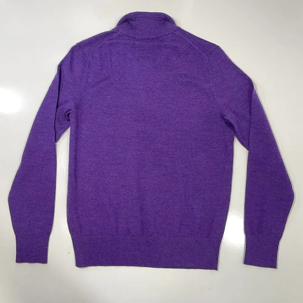 Banana Republic 1/4 Zip Merino Wool Pullover Sweater Men’s Small Purple New